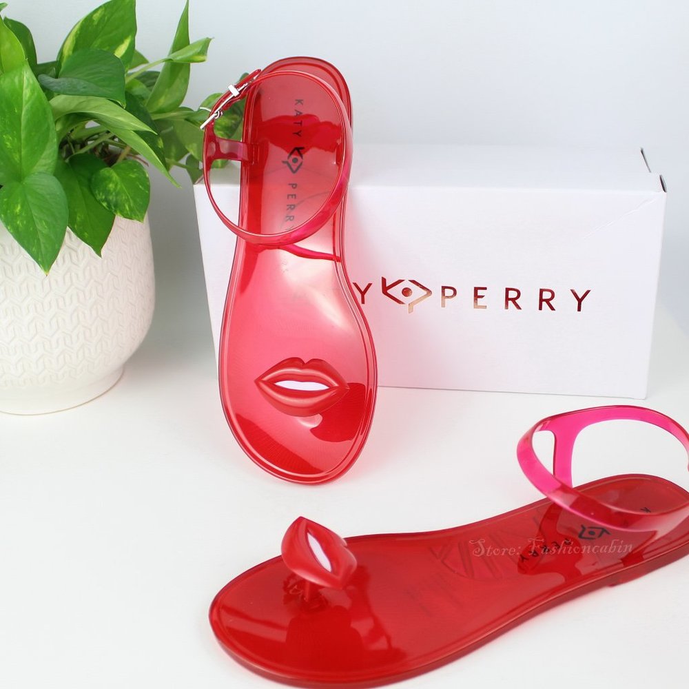 NEW KATY PERRY Geli Jelly Lips Strap Sandals - Summer Travel/ Beach